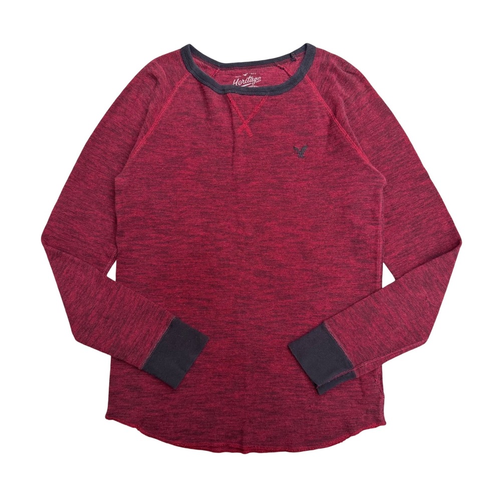 American Eagle Thermal Shirt Heritage Marled Burgundy Gorpcore Cabincore Small